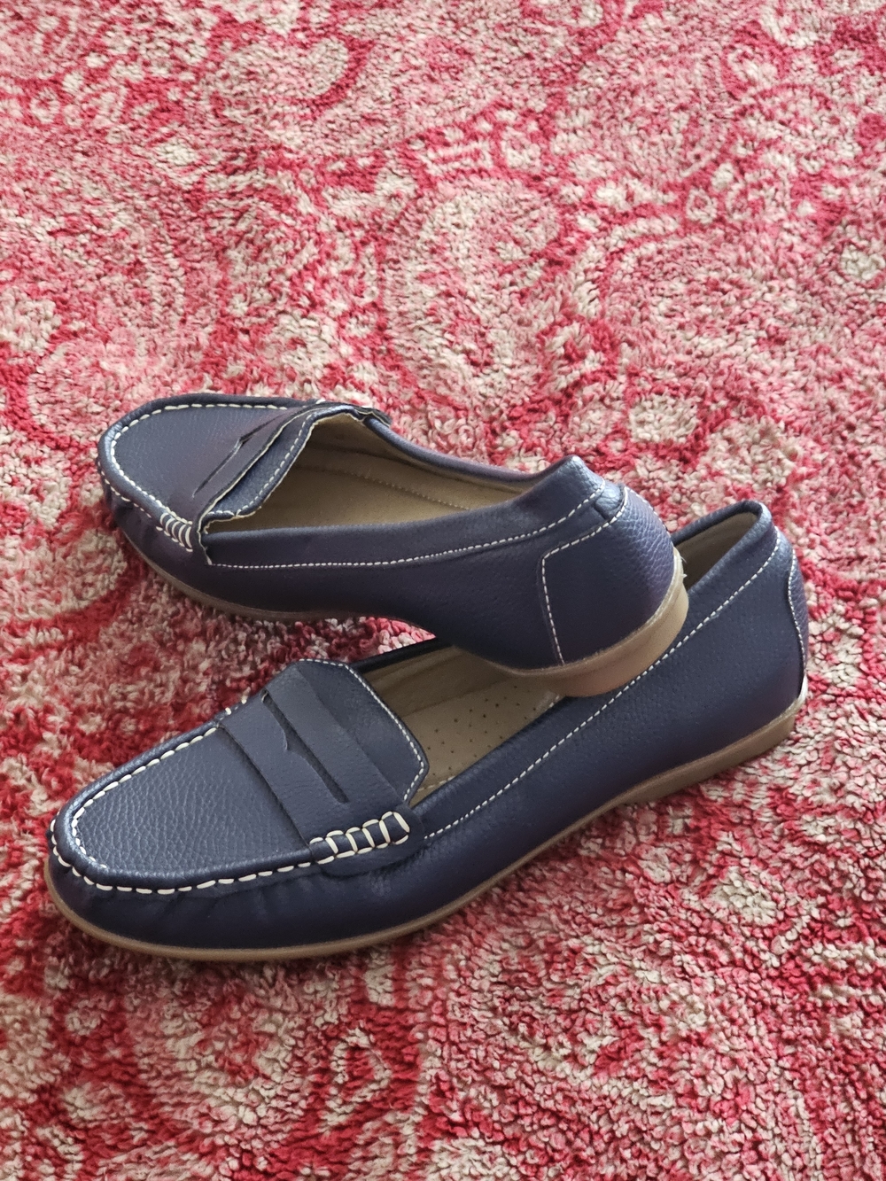 Nature Breeze Women's Navy Slip-On Loafers - Picture 2 of 6